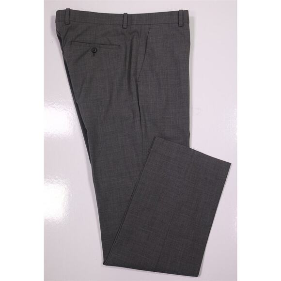 Theory Men's Solid Gray Wool Stretch Flat Front Dress Pants Trousers 36x31 - Picture 1 of 7